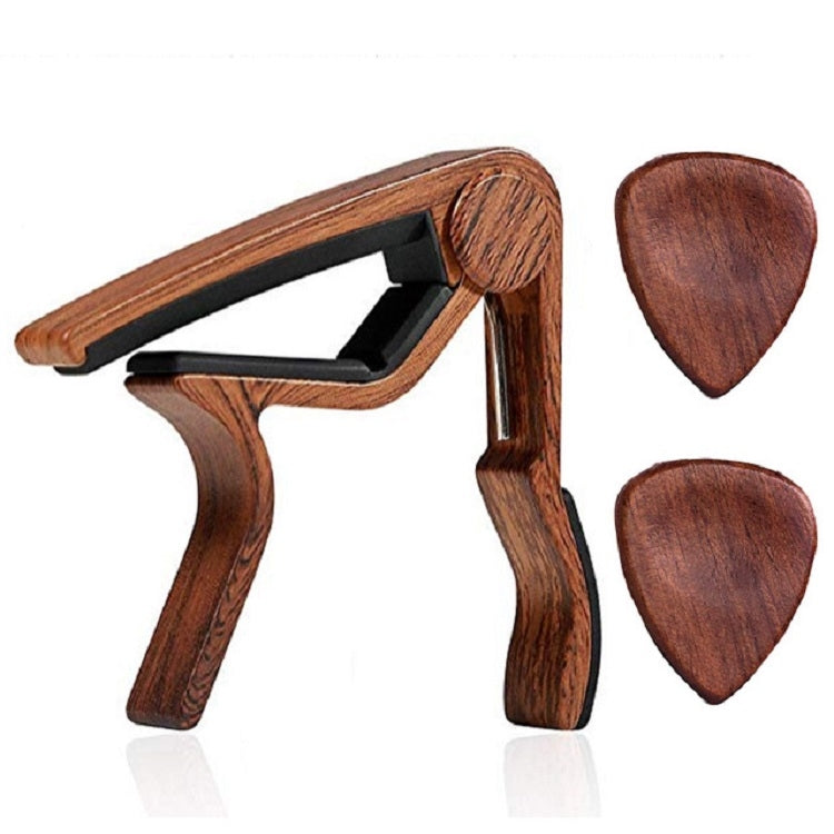 Wooden Guitar Capo & Pick Set