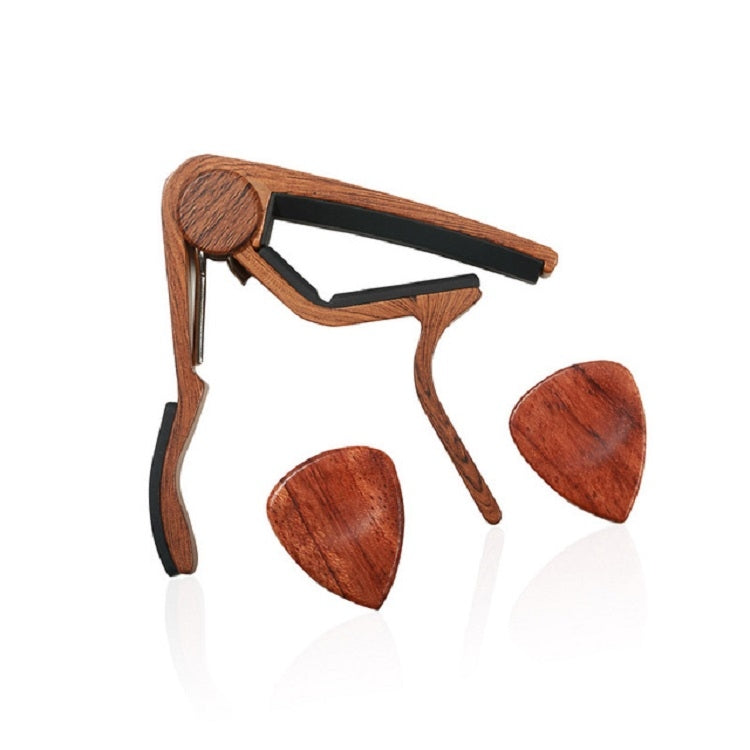 Wooden Guitar Capo & Pick Set